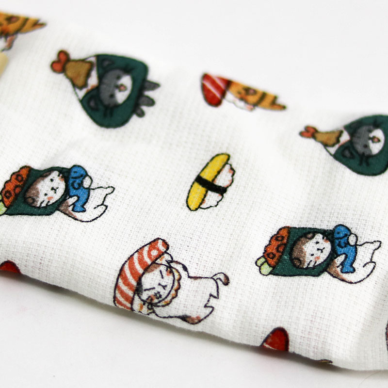Khăn vải cotton mềm mại hình Sushi & mèo 28x70cm thương hiệu 