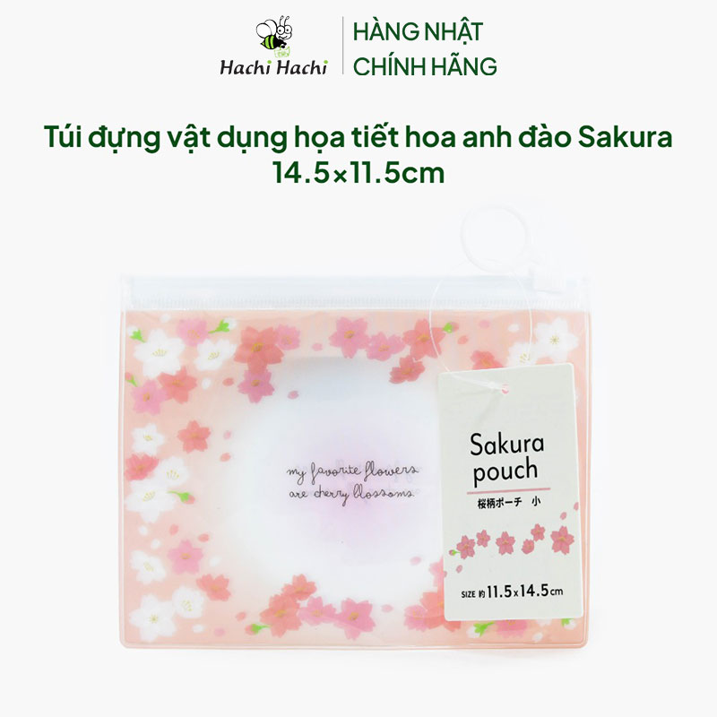 Túi đựng vật dụng họa tiết hoa anh đào Sakura 14.5x11.5cm  thương hiệu SYNAPSE