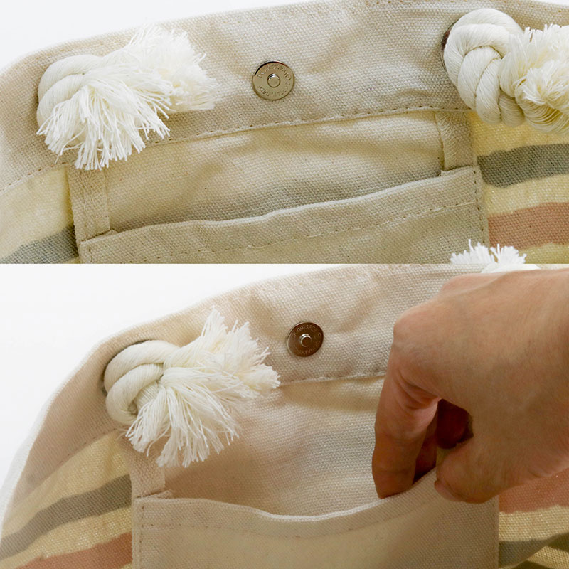 Túi Tote quai xách dây thừng họa tiết sọc ngang 20x22cm thương hiệu LOMAN