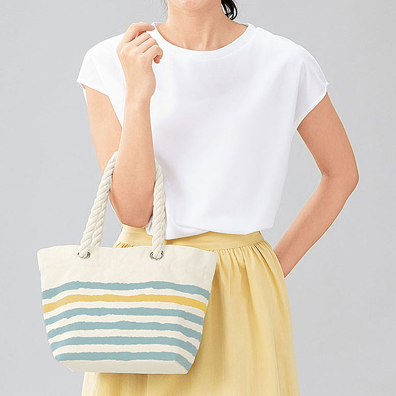 Túi Tote quai xách dây thừng họa tiết sọc ngang 20x22cm thương hiệu LOMAN