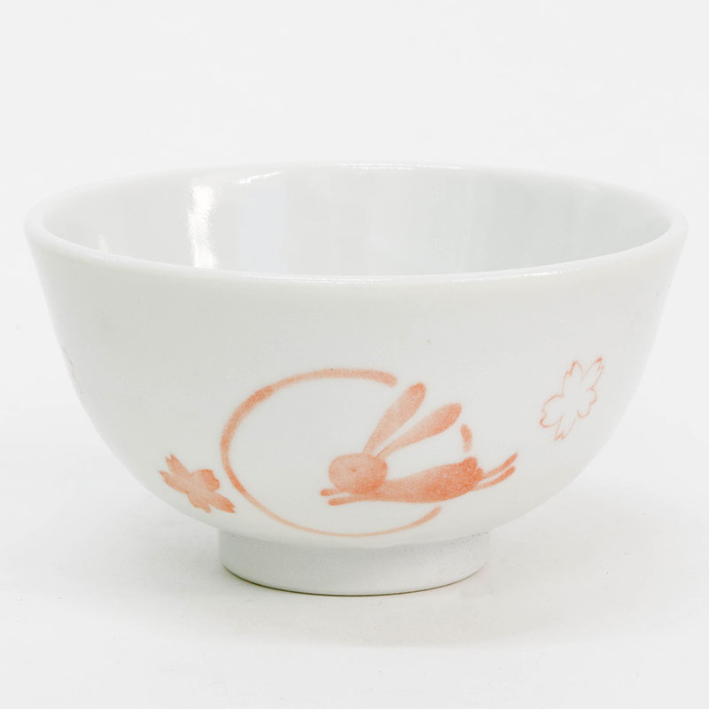 Chén bát sứ Nhật Bản, chén bát ăn cơm 11cm (Thỏ Sakura hồng), dùng được lò vi sóng