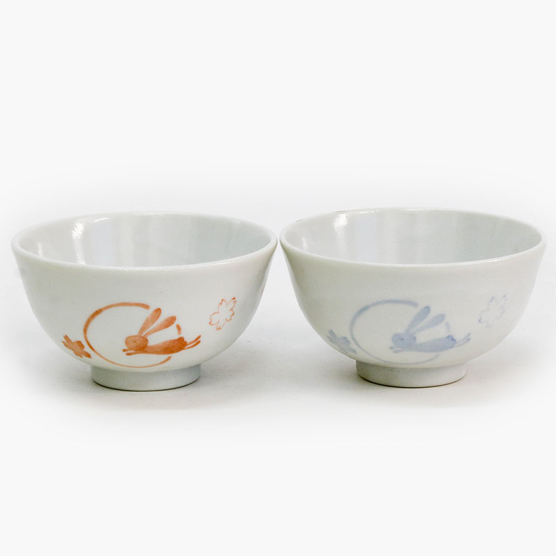 Chén bát sứ Nhật Bản, chén bát ăn cơm 11cm (Thỏ Sakura xanh), dùng được lò vi sóng thương hiệu 