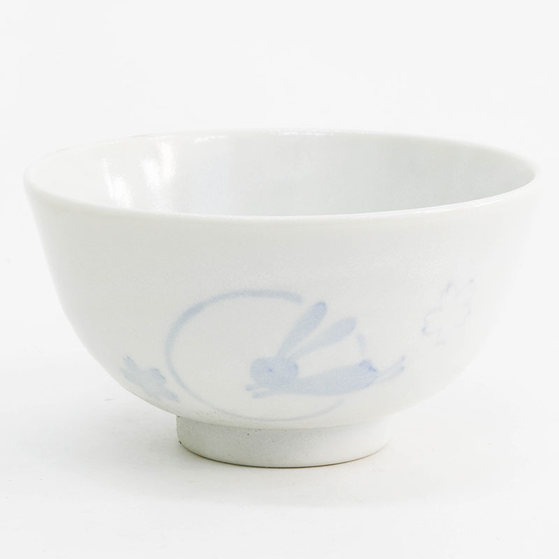Chén bát sứ Nhật Bản, chén bát ăn cơm 11cm (Thỏ Sakura xanh), dùng được lò vi sóng