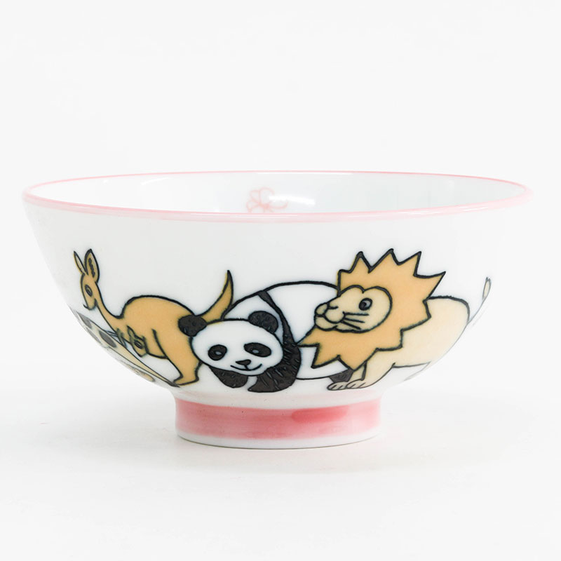 Chén bát sứ Nhật Bản, chén bát ăn cơm 11cm (Safari hồng), dùng được lò vi sóng thương hiệu 