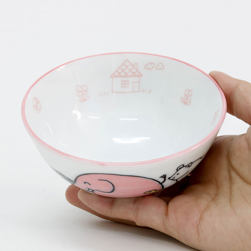 Chén bát sứ Nhật Bản, chén bát ăn cơm 11cm (Safari hồng), dùng được lò vi sóng thương hiệu 