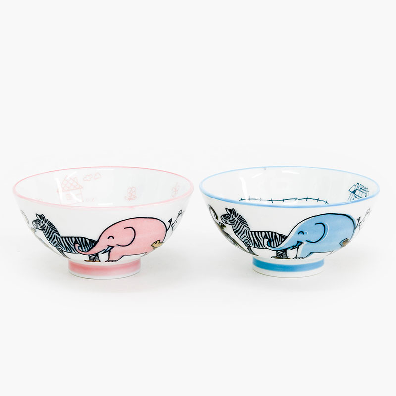 Chén bát sứ Nhật Bản, chén bát ăn cơm 11cm (Safari hồng), dùng được lò vi sóng thương hiệu 