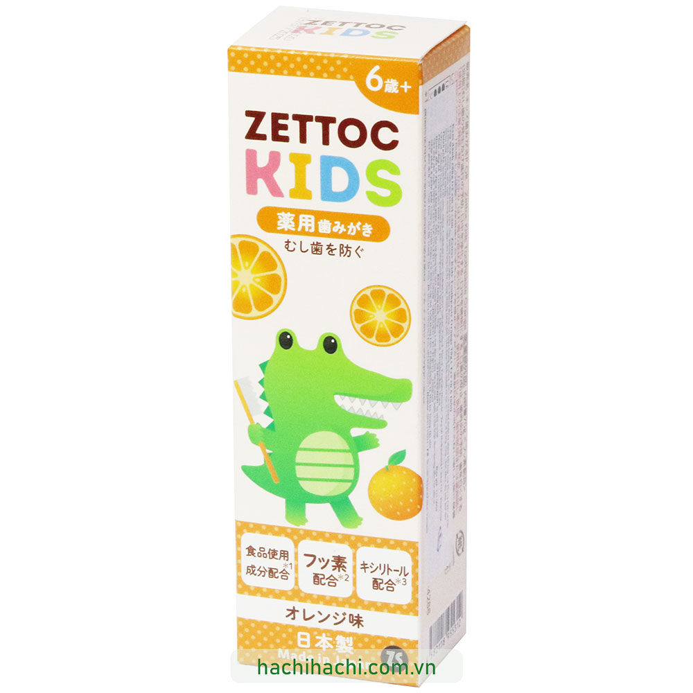 Kem đánh răng trẻ em hương cam Zettoc Kids 70g (Bé từ 6 tuổi) thương hiệu NIPPON ZETTOC