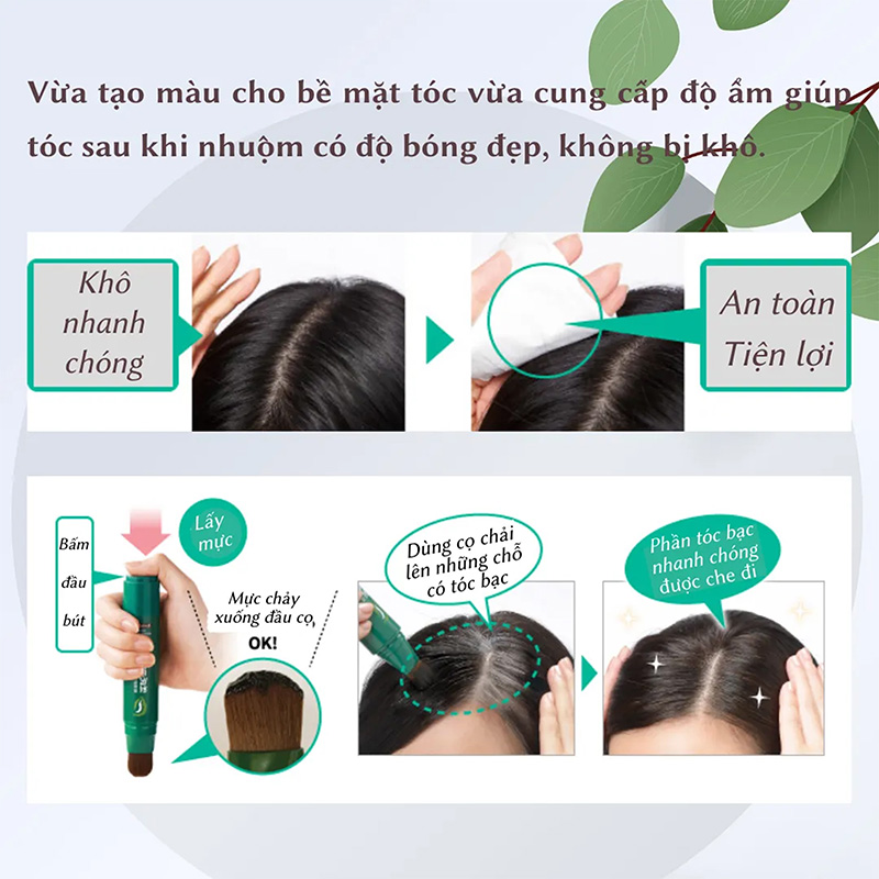 Bút nhuộm tóc phủ bạc tạm thời Rishiri 20g (Nâu sẫm) thương hiệu 