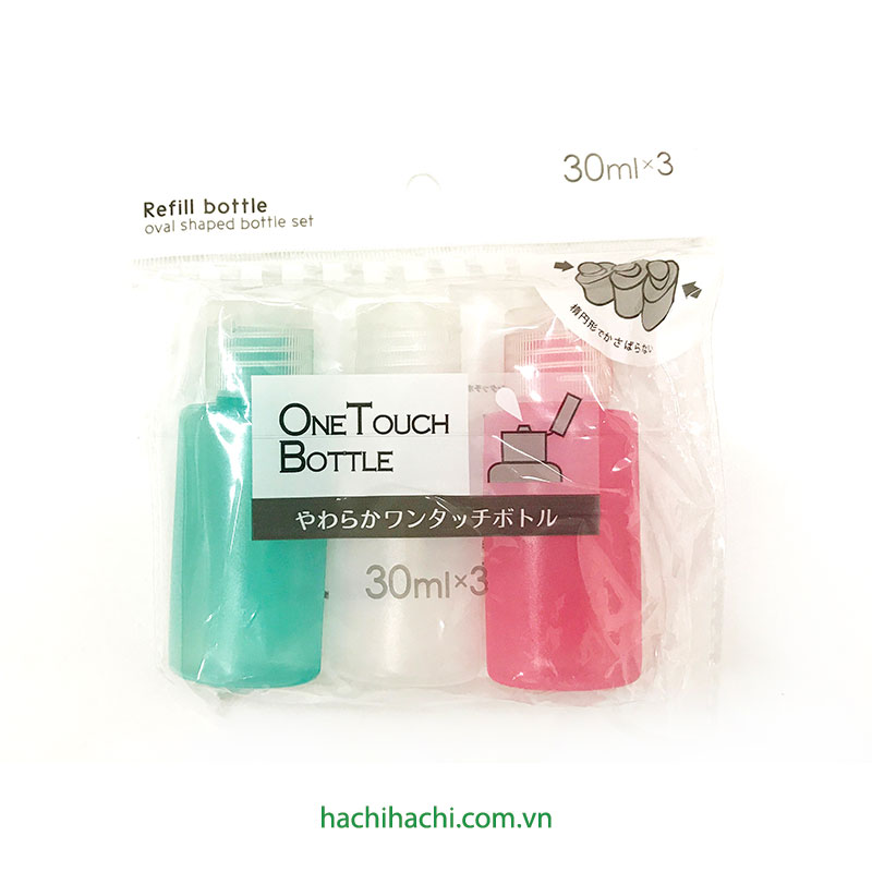 Bộ chai, lọ chiết mỹ phẩm, dầu gội sữa tắm du lịch 30mlx3 thương hiệu CREA