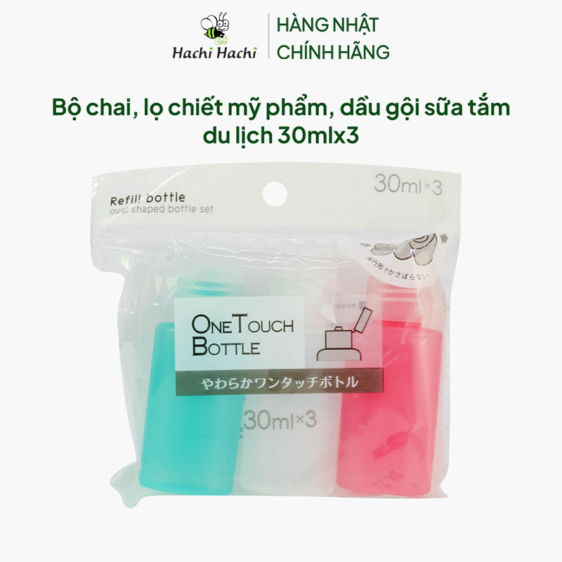 Bộ chai, lọ chiết mỹ phẩm, dầu gội sữa tắm du lịch 30mlx3 thương hiệu CREA
