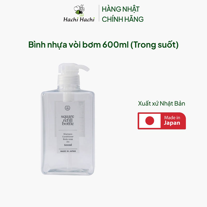 Bình nhựa vòi bơm 600ml (Trong suốt) thương hiệu CREA