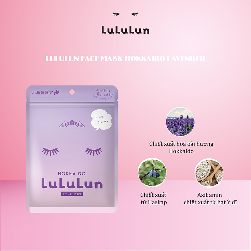 Mặt nạ dưỡng ẩm Nhật Bản Lululun Face Mask Hokkaido Lavender 7 miếng thương hiệu 
