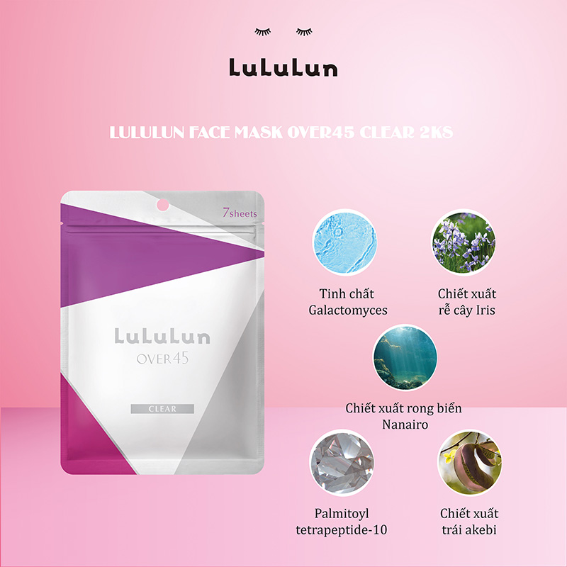 Mặt nạ dưỡng da chống lão hoá Nhật Bản Lululun Face Mask Over45 Clear 2KS 7 miếng thương hiệu 