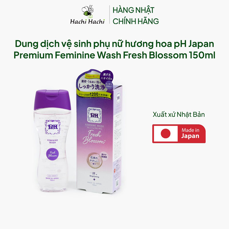 Dung dịch vệ sinh phụ nữ Nhật Bản hương hoa pH Japan Premium Feminine Wash Fresh Blossom 150ml thương hiệu 