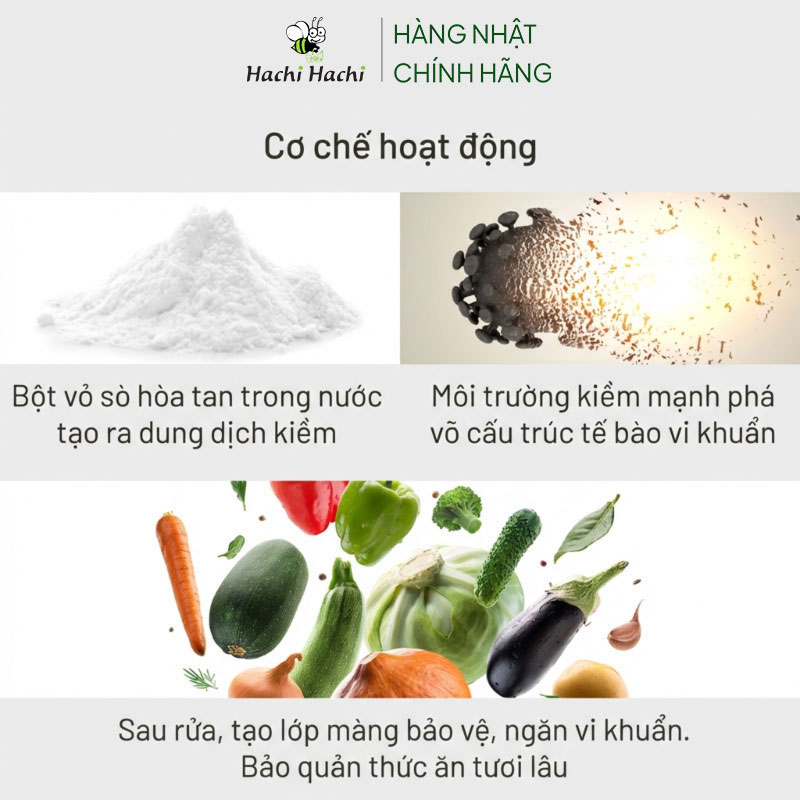 Bột rửa rau quả từ vỏ sò điệp Nhật Bản 300g, 100% thành phần thiên nhiên thương hiệu FURUSATO BUSSAN