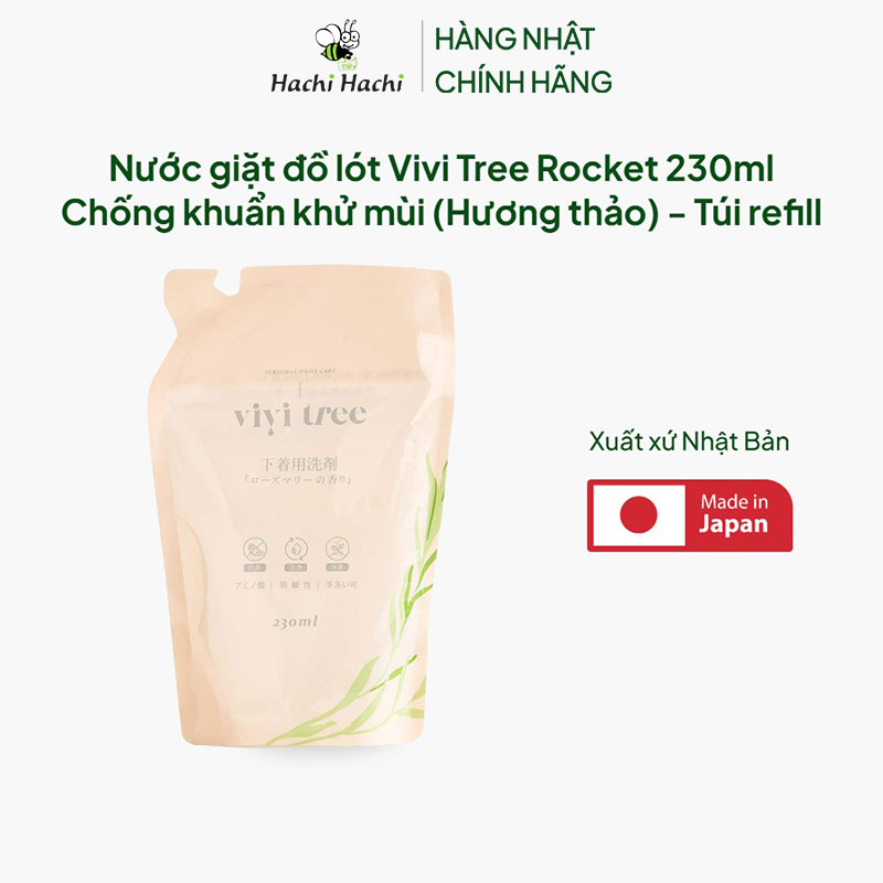 Nước giặt đồ lót Vivi Tree Rocket 230ml Chống khuẩn khử mùi (Hương thảo) - Túi refill thương hiệu ROCKET SOAP