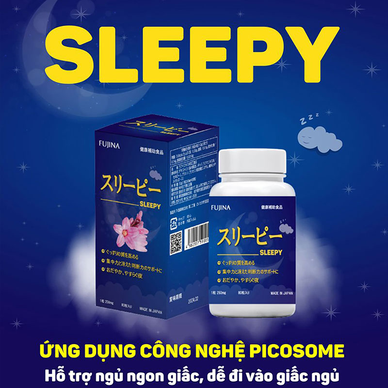 TPBVSK: Viên uống Sleepy Nhật Bản 80 viên, hỗ trợ ngủ ngon giấc, dễ vào giấc ngủ thương hiệu FUJINA
