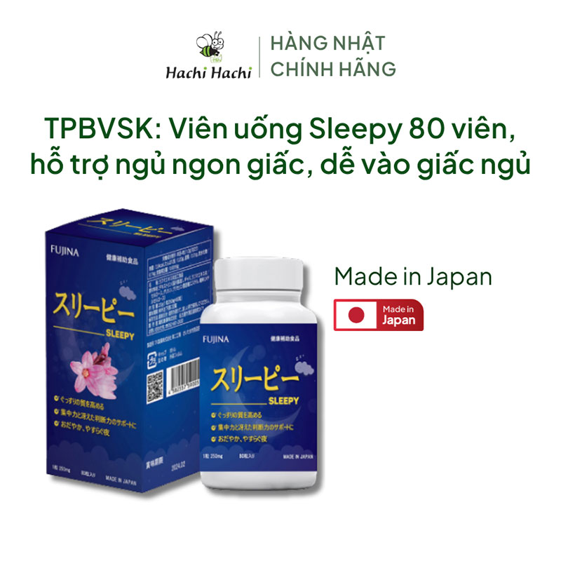 TPBVSK: Viên uống Sleepy Nhật Bản 80 viên, hỗ trợ ngủ ngon giấc, dễ vào giấc ngủ thương hiệu FUJINA