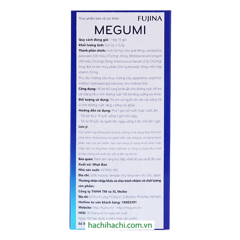 TPBVSK: Men vi sinh Megumi Probiotics 2gx15 gói thương hiệu FUJINA