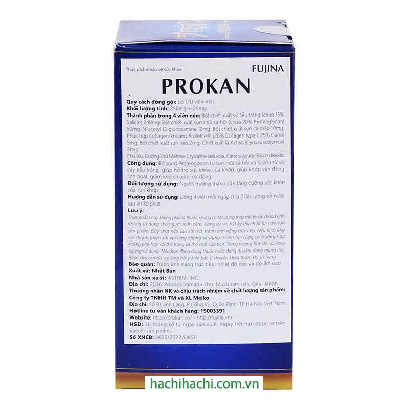 TPBVSK: Viên uống xương khớp Prokan 120 viên  thương hiệu FUJINA