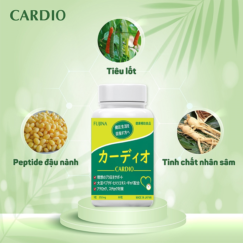 TPBVSK: Viên uống hỗ trợ hạ huyết áp Cardio 80 viên thương hiệu FUJINA