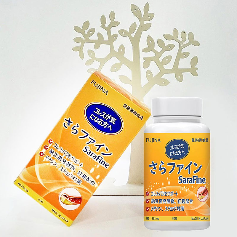 TPBVSK: Viên uống Sarafine Nhật Bản 80 viên, hỗ trợ giảm cholesterol, nguy cơ xơ vữa mạch máu thương hiệu FUJINA