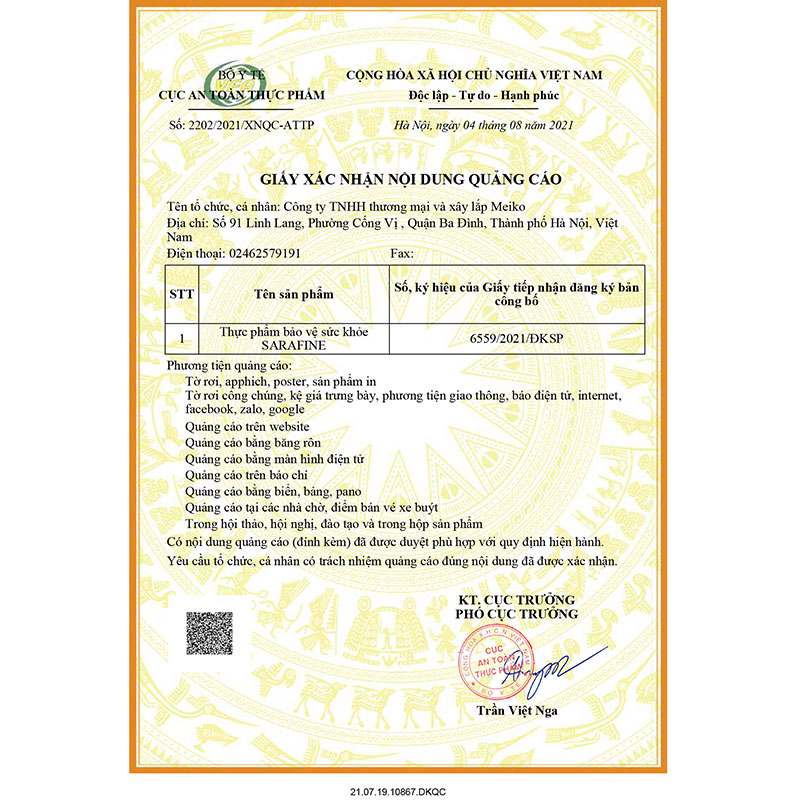 TPBVSK: Viên uống Sarafine Nhật Bản 80 viên, hỗ trợ giảm cholesterol, nguy cơ xơ vữa mạch máu thương hiệu FUJINA