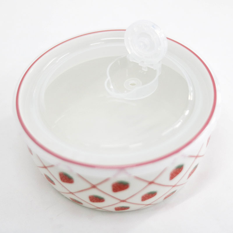 Hộp sứ đựng thức ăn 490ml (Hình dâu tây) thương hiệu SHINANO