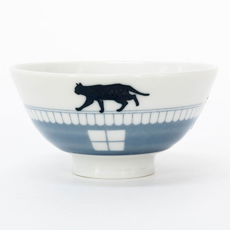 Chén bát sứ Nhật Bản, chén bát ăn cơm 11cm (Mèo đen), dùng được lò vi sóng, dùng được lò vi sóng thương hiệu HORIKOSHI