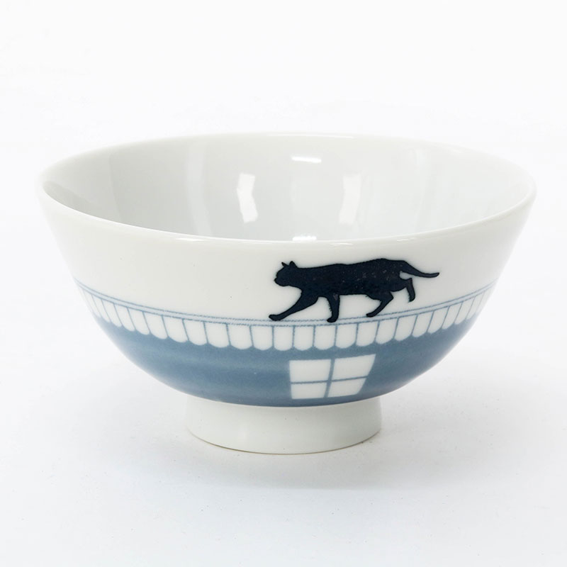 Chén bát sứ Nhật Bản, chén bát ăn cơm 11cm (Mèo đen), dùng được lò vi sóng, dùng được lò vi sóng