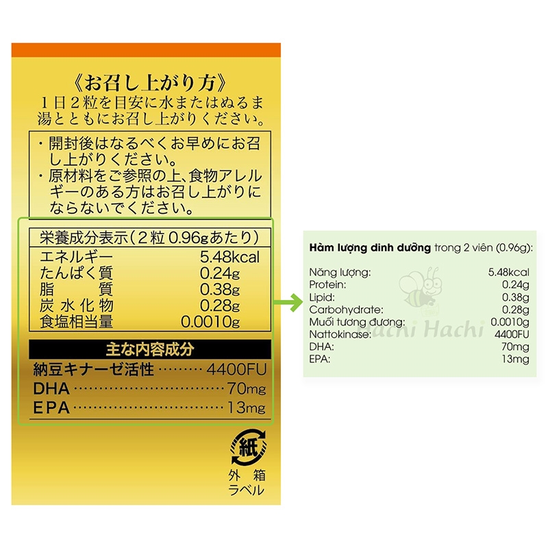 TPBVSK: Viên uống Nattokinase premium 4400FU 60 viên Ngừa tai biến, đột quỵ thương hiệu 