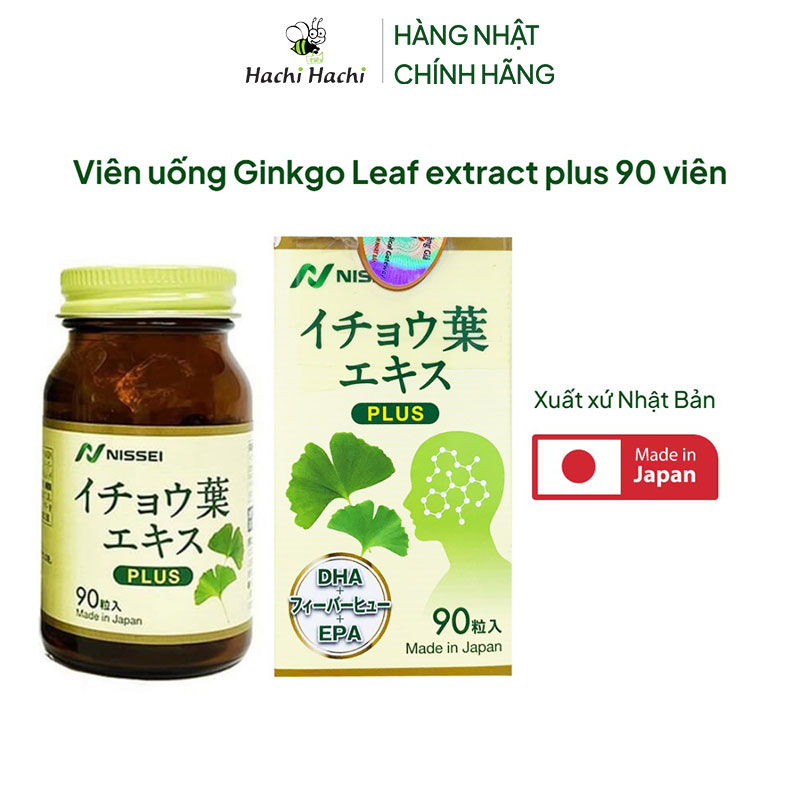 TPBVSK: Viên uống Ginkgo Leaf extract plus Nhật Bản 90 viên, tăng tuần hoàn máu não, giảm đau đầu, ù tai thương hiệu 