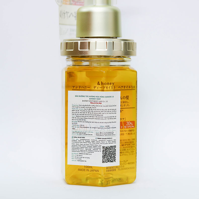 Dầu dưỡng tóc hương hoa hồng Damask 3.0 &Honey deep moist hair oil 100ml thương hiệu 