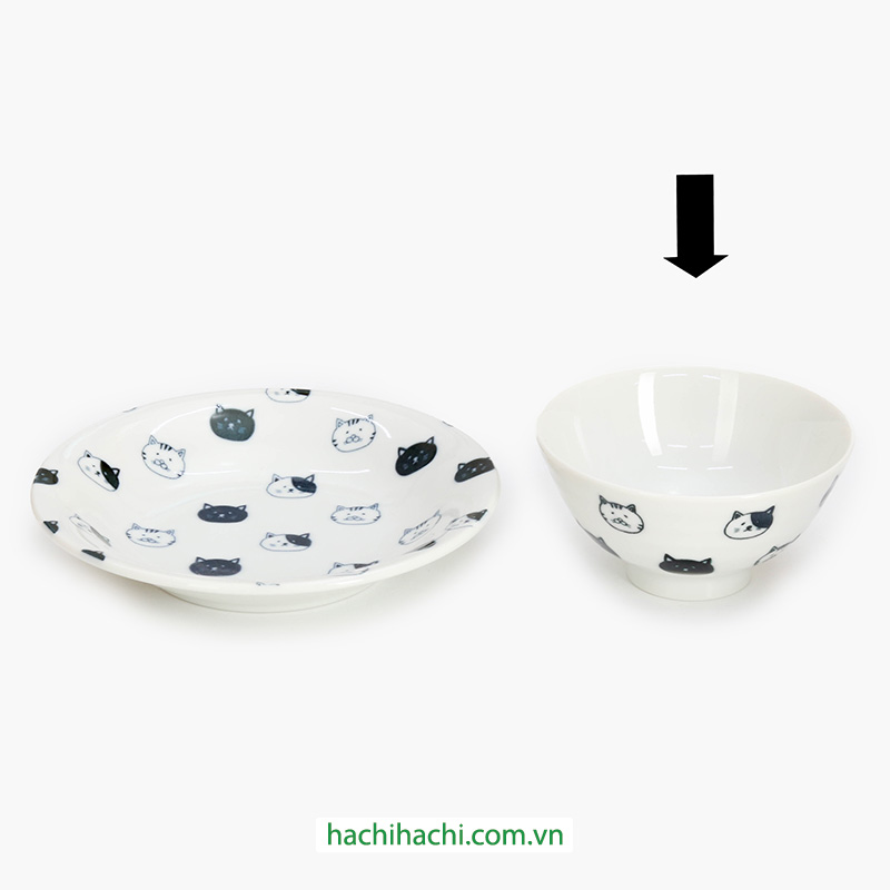 Chén bát sứ Nhật Bản, chén bát ăn cơm 11.2cm (Hình mèo), dùng được lò vi sóng thương hiệu 