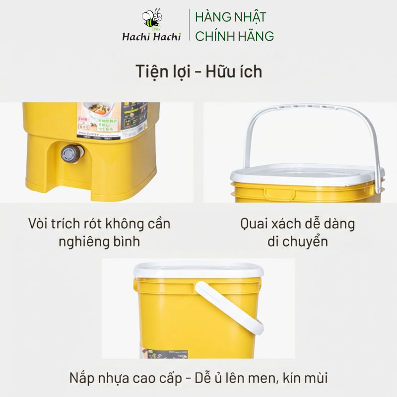 Thùng ủ rác hữu cơ Nhật Bản Bokashi Compost làm phân hữu cơ 19L thương hiệu LIVEWELL