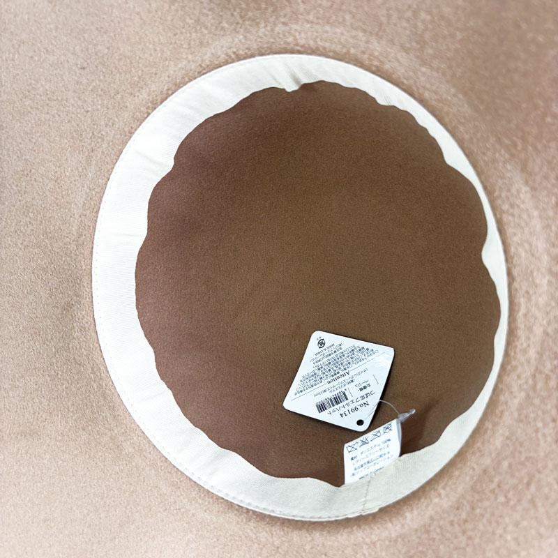 Nón rộng vành vải dạ đính nơ (Beige), Free size thương hiệu 