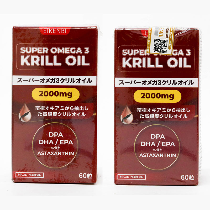 TPBVSK: Viên uống dầu nhuyễn thể Super omega 3 krill oil Eikenbi 60 viên, hỗ trợ chống oxy hoá thương hiệu EIKENBI