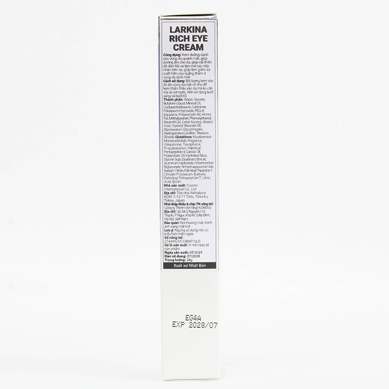 Kem mắt giảm nhăn, quầng thâm Nhật Bản Larkina rich eye cream 28g thương hiệu 