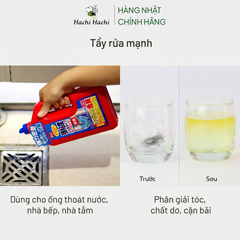 Gel thông tắc cống, thông đường ống Nhật Bản Lion Pix 800g, phân giải tóc, cặn bẩn, kháng khuẩn thương hiệu LION CHEMICAL