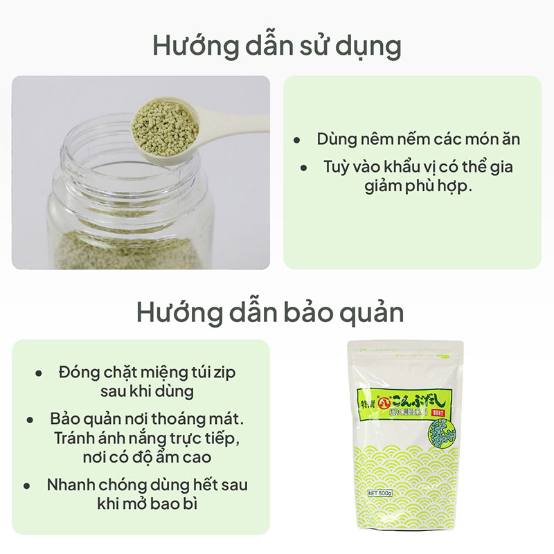 Hạt nêm Dashi tảo bẹ Kombu Maruhachi 500g (Loại cô đặc) thương hiệu 