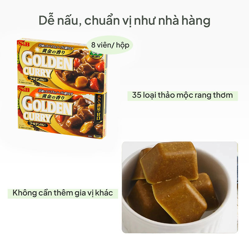 Viên cà ri Golden Curry vị mặn ngọt 198g (8 viên) thương hiệu S&B FOODS