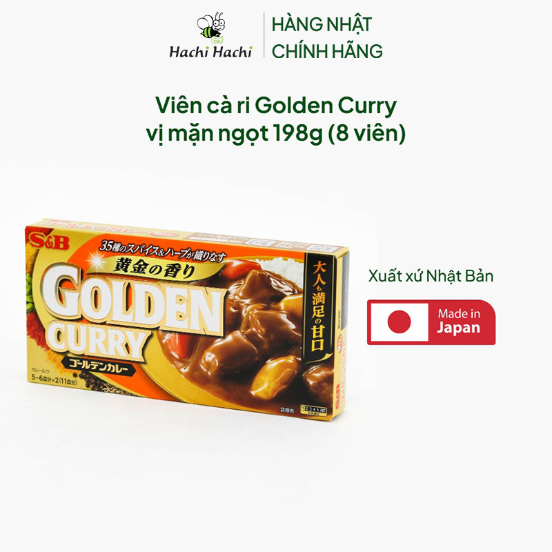 Viên cà ri Golden Curry vị mặn ngọt 198g (8 viên) thương hiệu S&B FOODS