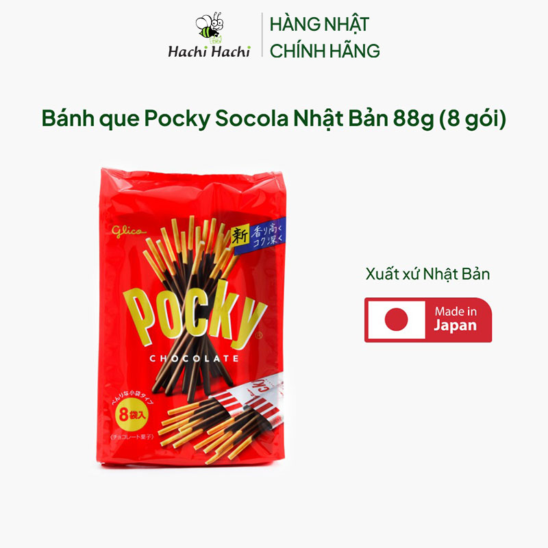 Bánh que Pocky Socola Nhật Bản 88g (8 gói) thương hiệu GLICO