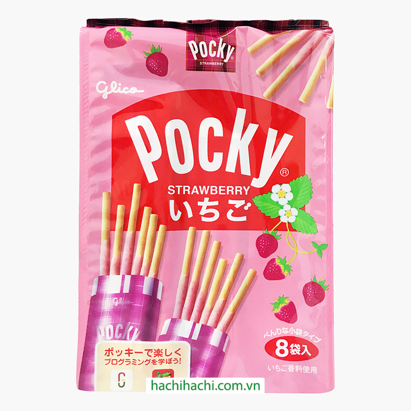 Bánh que Pocky dâu tây Nhật Bản 93.6g (11.7g x 8 gói) thương hiệu GLICO