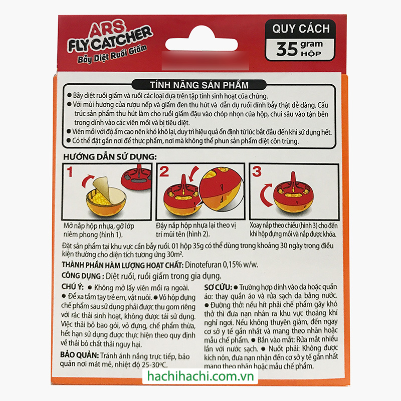 Bẫy diệt ruồi giấm ARS Fly catcher 35g thương hiệu EARTH BIO CHEMICAL