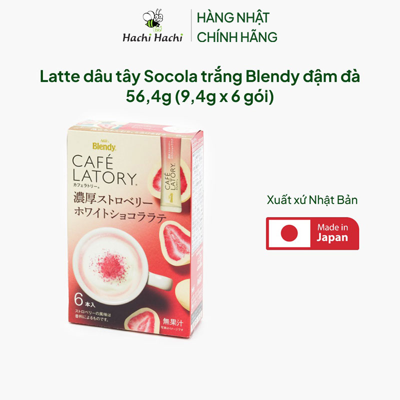 Latte dâu tây Socola trắng Blendy Nhật Bản đậm đà 56,4g (9,4g x 6 gói) thương hiệu AJINOMOTO AGF