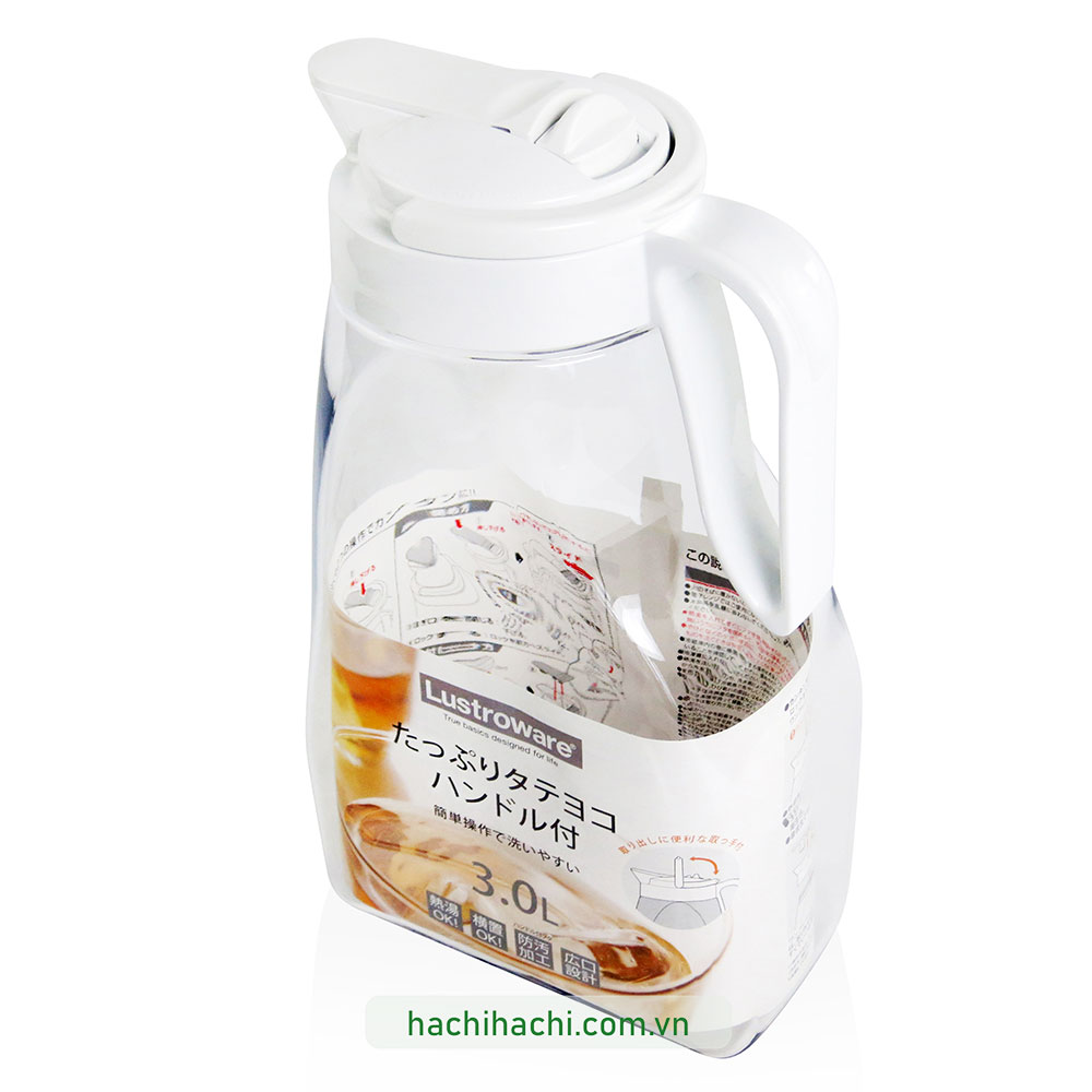 Bình đựng nước nắp khóa chặt Lustroware 3L  thương hiệu IWASAKI INDUSTRY
