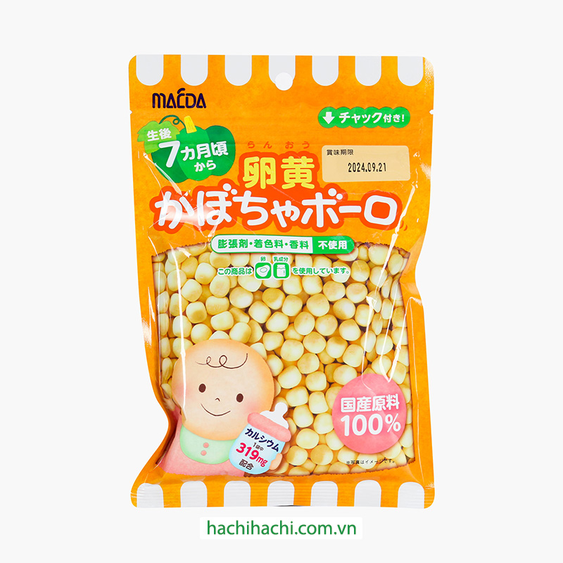 TPBS: Bánh viên Boro lòng đỏ trứng và bí đỏ cho bé từ 7 tháng ăn dặm 75g, 100% nguyên liệu quốc sản Nhật