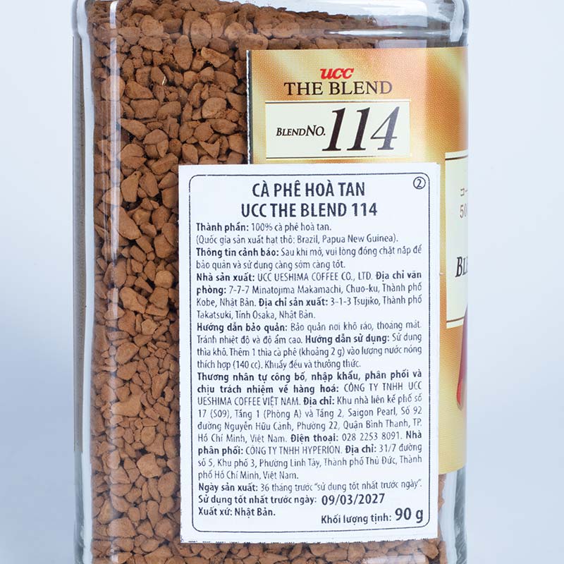 Cà phê hòa tan UCC The Blend 114 90g (Vị êm dịu) thương hiệu UCC