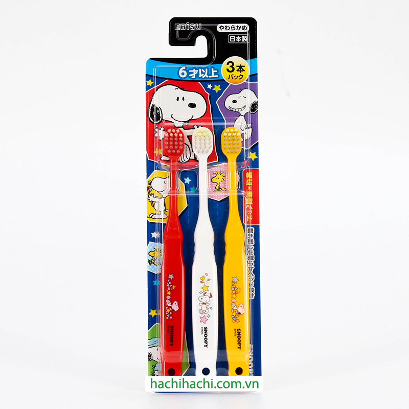 Bàn chải đánh răng cho bé từ 6 tuổi lông mềm Ebisu Snoopy 3 cái (Nhiều mẫu)-Giao mẫu ngẫu nhiên thương hiệu EBISU